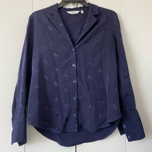 & Other Stories Navy Stallion Embroidery Button Down